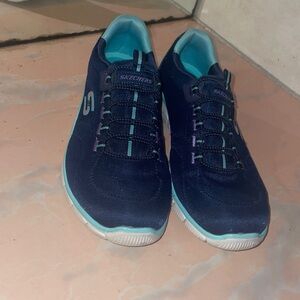 Navy Blue + Turquoise Sketchers (8.5 US)
